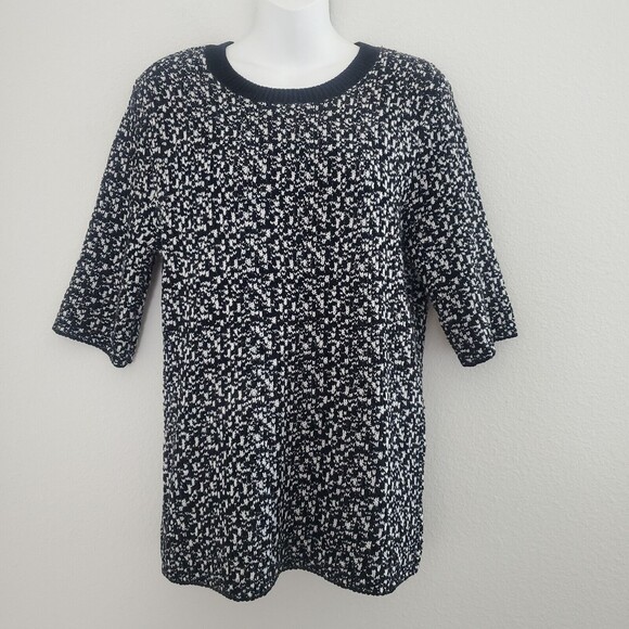 T Tahari Sweater Large Black Chunky Knit Short Sleeve Classic Business Casual - Picture 1 of 8
